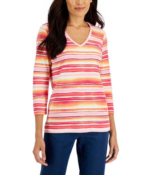 Women's Waterview-Stripe 3/4-Sleeve Top